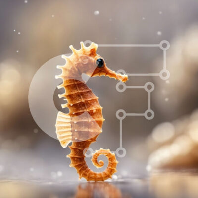 Intra Συλλεκτικό Ξύλινο Παζλ Plywood  4mm - Μικρός ιππόκαμπος που κολυμπά στο νερό Σε Ξύλινο Κουτί - Διαστάσεις: 10x10 cm – 25 κομμάτια - Image 1