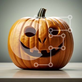 Intra Συλλεκτικό Ξύλινο Παζλ Plywood  4mm - Χαμογελαστή σκαλισμένη κολοκύθα σε σκούρο φόντο Σε Ξύλινο Κουτί - Διαστάσεις Puzzle: 10x10 cm – 25 κομμάτια - Image 1