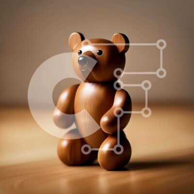 Intra Συλλεκτικό Ξύλινο Παζλ Plywood  4mm - Χαριτωμένο ξύλινο αρκουδάκι σε μια ζεστή ξύλινη επιφάνεια Σε Ξύλινο Κουτί - Διαστάσεις: 10x10 cm – 25 κομμάτια - Image 1