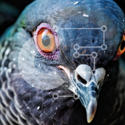 Intra Συλλεκτικό Ξύλινο Παζλ Plywood  4mm - Συναρπαστική φωτογραφία από κοντινό πλάνο ενός κεφαλιού περιστεριού με κόκκινα μάτια Σε Ξύλινο Κουτί - Διαστάσεις: 10x10 cm – 25 κομμάτια - Image 1