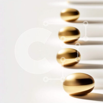 Intra Συλλεκτικό Ξύλινο Παζλ Plywood 4mm - Εκπληκτική εικόνα μιας σειράς χρυσών αυγών σε λευκό φόντο Σε Ξύλινο Κουτί - Διαστάσεις: 10x10 cm – 25 κομμάτια - Image 1