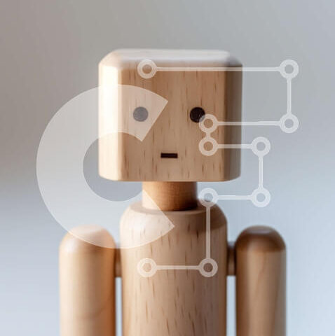 Intra Συλλεκτικό Ξύλινο Παζλ Plywood  4mm - Αξιολάτρευτο ξύλινο ρομπότ παιχνιδιών με ουδέτερη έκφραση Σε Ξύλινο Κουτί - Διαστάσεις: 10x10 cm – 25 κομμάτια - Image 1