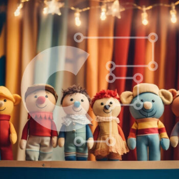 Intra Συλλεκτικό Ξύλινο Παζλ Plywood  4mm - Ομάδα γεμιστά ζώα σε ένα τραπέζι με κουρτίνες Σε Ξύλινο Κουτί - Διαστάσεις Puzzle: 10x10 cm – 25 κομμάτια - Image 1