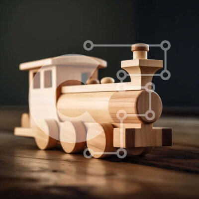 Intra Συλλεκτικό Ξύλινο Παζλ Plywood 4mm - Πολύχρωμο ξύλινο τρένο παιχνιδιών σε ένα ρουστίκ ξύλινο τραπέζι Σε Ξύλινο Κουτί - Διαστάσεις Puzzle: 10x10 cm – 25 κομμάτια - Image 1