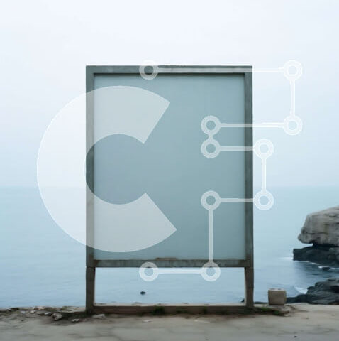 Intra Συλλεκτικό Ξύλινο Παζλ Plywood  4mm - Κενός πίνακας διαφημίσεων στο βράχο με θέα στο νερό Σε Ξύλινο Κουτί - Διαστάσεις Puzzle: 10x10 cm – 25 κομμάτια - Image 1