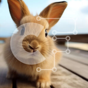 Intra Συλλεκτικό Ξύλινο Παζλ Plywood  4mm - Αξιολάτρευτη εικόνα ενός κουνελιού σε ένα ξύλινο κατάστρωμα Σε Ξύλινο Κουτί - Διαστάσεις: 10x10 cm – 25 κομμάτια