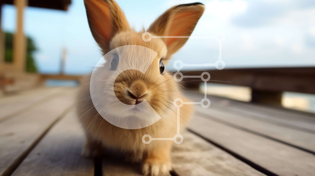 Intra Συλλεκτικό Ξύλινο Παζλ Plywood  4mm - Αξιολάτρευτη εικόνα ενός κουνελιού σε ένα ξύλινο κατάστρωμα Σε Ξύλινο Κουτί - Διαστάσεις: 10x10 cm – 25 κομμάτια