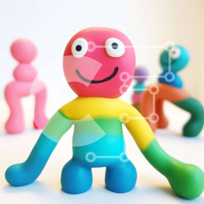 Intra Συλλεκτικό Ξύλινο Παζλ Plywood  4mm - Ομάδα πολύχρωμων ειδωλίων παιχνιδιών με χαμογελαστά πρόσωπα Σε Ξύλινο Κουτί - Διαστάσεις: 10x10 cm – 25 κομμάτια - Image 1