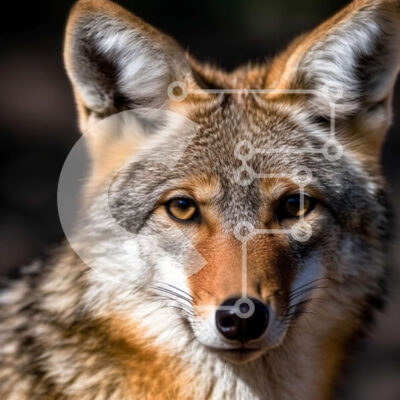 Intra Συλλεκτικό Ξύλινο Παζλ Plywood  4mm - Εκπληκτική κοντινή πλάνο του προσώπου ενός κογιότ Σε Ξύλινο Κουτί - Διαστάσεις: 10x10 cm – 25 κομμάτια - Image 1