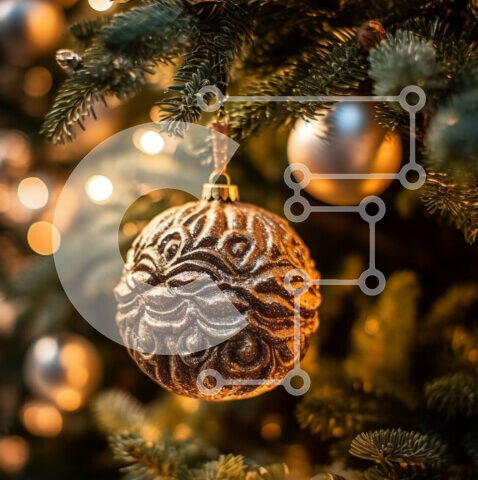 Intra Συλλεκτικό Ξύλινο Παζλ Plywood 4mm - Όμορφο χρυσό στολίδι σε ένα εορταστικό χριστουγεννιάτικο δέντρο Σε Ξύλινο Κουτί - Διαστάσεις: 10x10 cm – 25 κομμάτια - Image 1