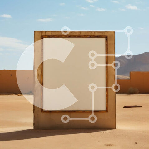 Intra Συλλεκτικό Ξύλινο Παζλ Plywood  4mm - Κενό λευκό τετράγωνο στο τοπίο της ερήμου με τα βουνά Σε Ξύλινο Κουτί - Διαστάσεις: 10x10 cm – 25 κομμάτια - Image 1