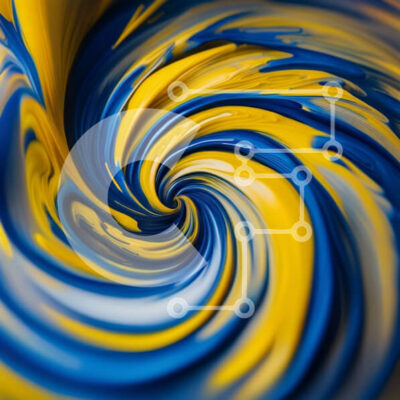 Intra Συλλεκτικό Ξύλινο Παζλ Plywood  4mm - Ζωντανό αφηρημένο έργο τέχνης του μπλε και κίτρινου χρώματος Swirl Σε Ξύλινο Κουτί - Διαστάσεις Puzzle: 10x10 cm – 25 κομμάτια - Image 1