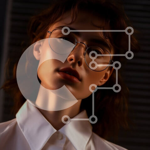 Intra Συλλεκτικό Ξύλινο Παζλ Plywood 4mm - Επαγγελματική φωτογραφία γυναίκας με λευκό πουκάμισο και γυαλιά Σε Ξύλινο Κουτί - Διαστάσεις Puzzle: 10x10 cm – 25 κομμάτια - Image 1