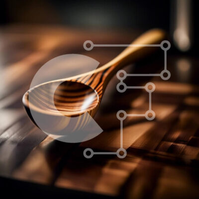 Intra Συλλεκτικό Ξύλινο Παζλ Plywood 4mm - Όμορφη Στοκ Φωτογραφία ενός ξύλινου κουταλιού σε έναν ξύλινο πίνακα Σε Ξύλινο Κουτί - Διαστάσεις: 10x10 cm – 25 κομμάτια - Image 1