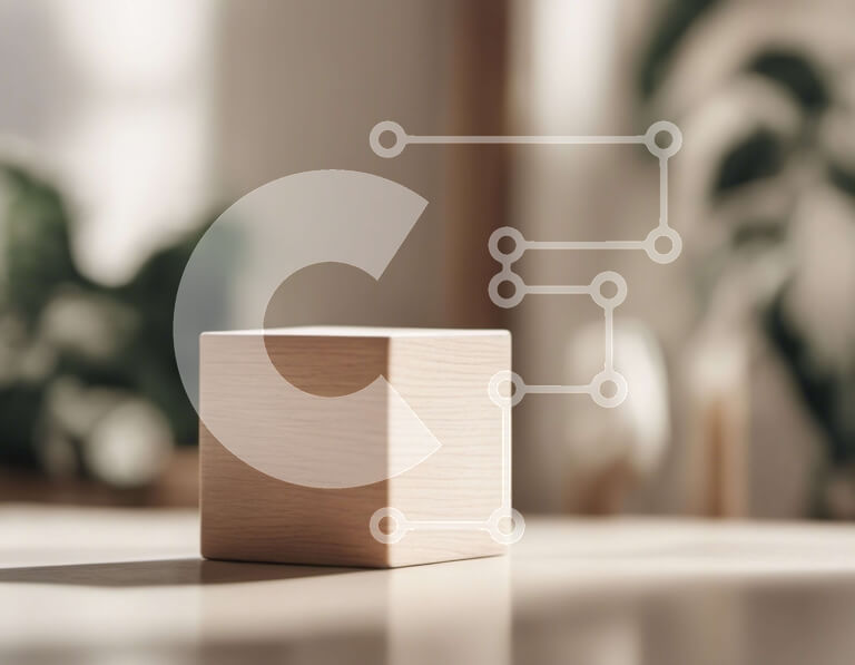 Intra Συλλεκτικό Ξύλινο Παζλ Plywood  4mm - Ξύλινος κύβος στο τραπέζι με φόντο φυτά Σε Ξύλινο Κουτί - Διαστάσεις: 10x10 cm – 25 κομμάτια