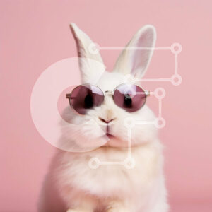 Intra Συλλεκτικό Ξύλινο Παζλ Plywood  4mm - Αξιολάτρευτη εικόνα ενός κουνελιού με γυαλιά ηλίου Σε Ξύλινο Κουτί - Διαστάσεις: 10x10 cm – 25 κομμάτια