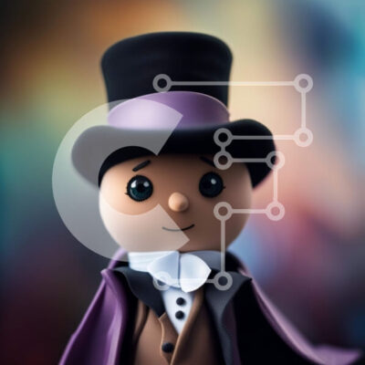 Intra Συλλεκτικό Ξύλινο Παζλ Plywood  4mm - Κομψός άνδρας με καπέλο και ακρωτήριο - Φωτογραφία Αρχείου Σε Ξύλινο Κουτί - Διαστάσεις Puzzle: 10x10 cm – 25 κομμάτια - Image 1