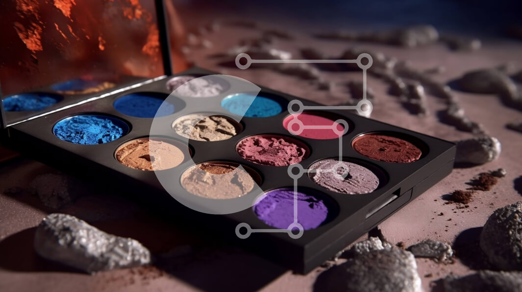 Intra Συλλεκτικό Ξύλινο Παζλ Plywood  4mm - Δονούμενη εικόνα γυναίκας που φορά μπλε και μοβ παλέτα σκιών Σε Ξύλινο Κουτί - Διαστάσεις Puzzle: 10x10 cm – 25 κομμάτια