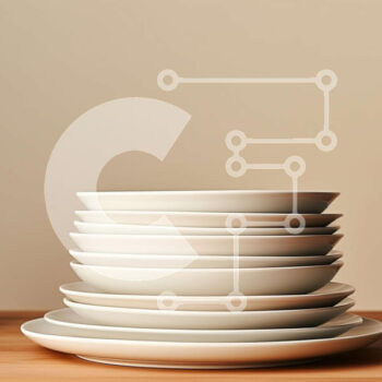 Intra Συλλεκτικό Ξύλινο Παζλ Plywood  4mm - Στοίβα από λευκά πιάτα και μπολ σε ξύλινο τραπέζι Σε Ξύλινο Κουτί - Διαστάσεις Puzzle: 10x10 cm – 25 κομμάτια - Image 1