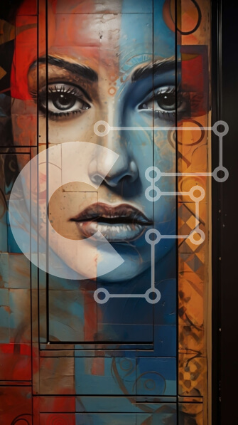 Intra Συλλεκτικό Ξύλινο Παζλ Plywood  4mm - Ζωντανή εικόνα μιας γυναίκας με πολύχρωμο πρόσωπο και κομψό καπέλο Σε Ξύλινο Κουτί - Διαστάσεις Puzzle: 10x10 cm – 25 κομμάτια