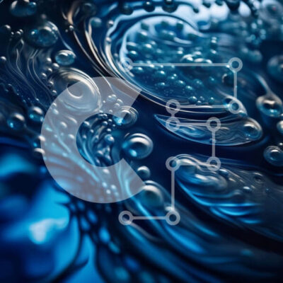 Intra Συλλεκτικό Ξύλινο Παζλ Plywood  4mm - Αφηρημένη εικόνα του μπλε υγρού με τις φυσαλίδες Σε Ξύλινο Κουτί - Διαστάσεις Puzzle: 10x10 cm – 25 κομμάτια - Image 1