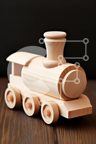 Intra Συλλεκτικό Ξύλινο Παζλ Plywood  4mm - Γοητευτική εικόνα ενός ξύλινου παιχνιδιού τρένου σε μια ρουστίκ ξύλινη επιφάνεια Σε Ξύλινο Κουτί - Διαστάσεις: 10x10 cm – 25 κομμάτια