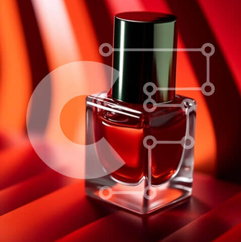 Intra Συλλεκτικό Ξύλινο Παζλ Plywood  4mm - Κομψή εικόνα κόκκινου βερνικιού νυχιών σε ριγέ φόντο Σε Ξύλινο Κουτί - Διαστάσεις Puzzle: 10x10 cm – 25 κομμάτια - Image 1