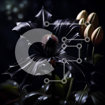 Intra Συλλεκτικό Ξύλινο Παζλ Plywood  4mm - Εκπληκτική εικόνα ενός μαύρου λουλουδιού με κόκκινα πέταλα και κίτρινο κέντρο Σε Ξύλινο Κουτί - Διαστάσεις: 10x10 cm – 25 κομμάτια - Image 1