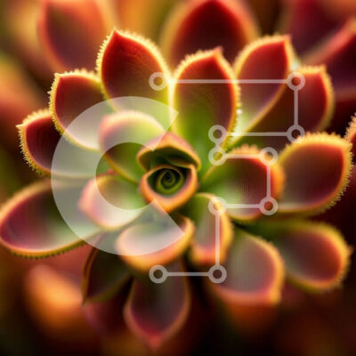 Intra Συλλεκτικό Ξύλινο Παζλ Plywood  4mm - Ζωντανό παχύφυτο με κόκκινα και πορτοκαλί άνθη Σε Ξύλινο Κουτί - Διαστάσεις: 10x10 cm – 25 κομμάτια - Image 1