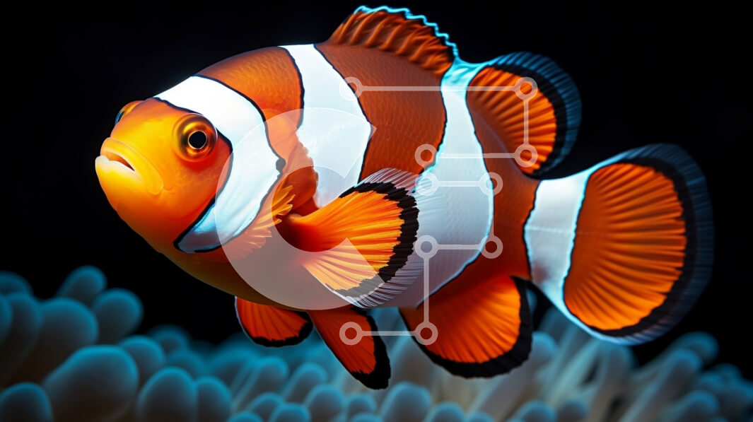 Intra Συλλεκτικό Ξύλινο Παζλ Plywood  4mm - Κλόουν ψάρι στον ωκεανό με μοτίβο λευκής και μαύρης ρίγας Σε Ξύλινο Κουτί - Διαστάσεις: 10x10 cm – 25 κομμάτια