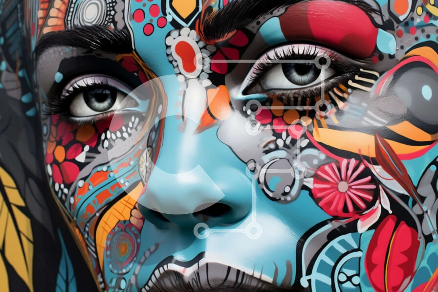 Intra Συλλεκτικό Ξύλινο Παζλ Plywood  4mm - Ζωγραφική και δημιουργική ζωγραφική προσώπου σε μια γαλήνια γυναίκα Σε Ξύλινο Κουτί - Διαστάσεις Puzzle: 10x10 cm – 25 κομμάτια