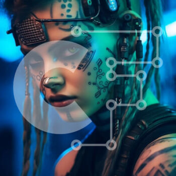 Intra Συλλεκτικό Ξύλινο Παζλ Plywood  4mm - Κομψή γυναίκα Cyberpunk με τρυπήματα και φώτα νέον Σε Ξύλινο Κουτί - Διαστάσεις Puzzle: 10x10 cm – 25 κομμάτια - Image 1