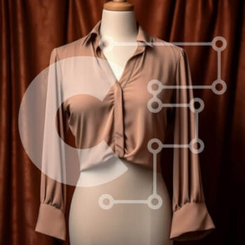 Intra Συλλεκτικό Ξύλινο Παζλ Plywood  4mm - Μοντέρνα ταμπά μπλούζα με μακριά μανίκια και λαιμόκοψη σε σχήμα V Σε Ξύλινο Κουτί - Διαστάσεις Puzzle: 10x10 cm – 25 κομμάτια - Image 1