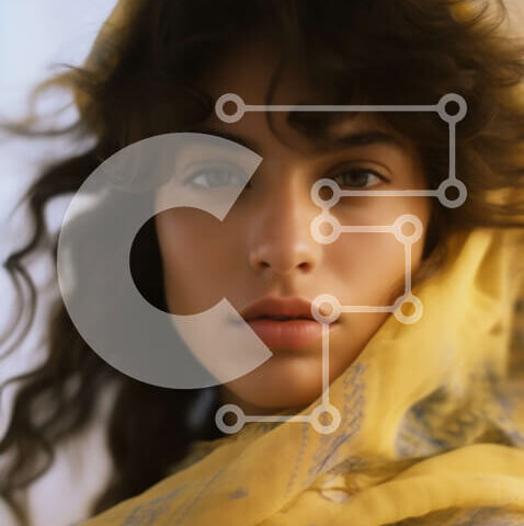 Intra Συλλεκτικό Ξύλινο Παζλ Plywood 4mm - Πορτρέτο μιας σοβαρής γυναίκας με κίτρινο κασκόλ Σε Ξύλινο Κουτί - Διαστάσεις Puzzle: 10x10 cm – 25 κομμάτια - Image 1