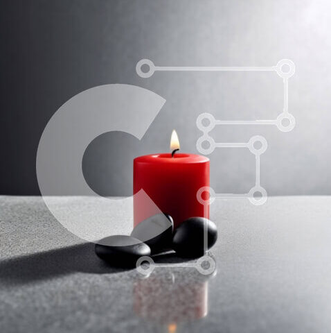 Intra Συλλεκτικό Ξύλινο Παζλ Plywood 4mm - Όμορφη εικόνα κόκκινου κεριού με μαύρες πέτρες σε γκρίζα επιφάνεια Σε Ξύλινο Κουτί - Διαστάσεις: 10x10 cm – 25 κομμάτια - Image 1