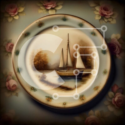 Intra Συλλεκτικό Ξύλινο Παζλ Plywood 4mm - Όμορφη ζωγραφική του ιστιοφόρου σε ήρεμη θάλασσα με τριαντάφυλλα στο φόντο Σε Ξύλινο Κουτί - Διαστάσεις: 10x10 cm – 25 κομμάτια - Image 1