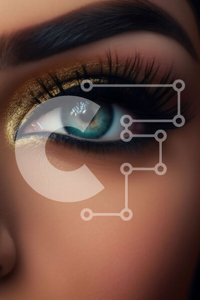 Intra Συλλεκτικό Ξύλινο Παζλ Plywood  4mm - Εκπληκτική κοντινή λήψη γυναικείου ματιού με μακριές βλεφαρίδες και χρυσή σκιά ματιών Σε Ξύλινο Κουτί - Διαστάσεις Puzzle: 10x10 cm – 25 κομμάτια