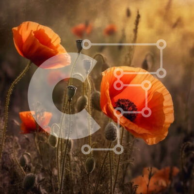 Intra Συλλεκτικό Ξύλινο Παζλ Plywood  4mm - Εκπληκτική εικόνα ενός χωραφιού με πορτοκαλί παπαρούνες στο ηλιοβασίλεμα Σε Ξύλινο Κουτί - Διαστάσεις: 10x10 cm – 25 κομμάτια - Image 1