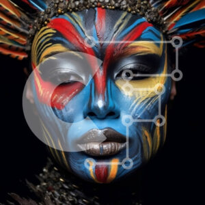 Intra Συλλεκτικό Ξύλινο Παζλ Plywood  4mm - Σοβαρή γυναίκα με πολύχρωμη ζωγραφική προσώπου και κόμμωση Σε Ξύλινο Κουτί - Διαστάσεις Puzzle: 10x10 cm – 25 κομμάτια