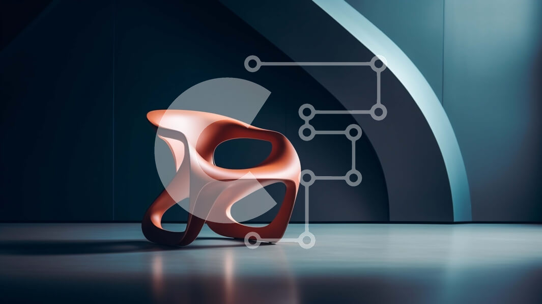 Intra Συλλεκτικό Ξύλινο Παζλ Plywood  4mm - Μοντέρνα πορτοκαλί καρέκλα σε σκοτεινό δωμάτιο με κυρτό τοίχο Σε Ξύλινο Κουτί - Διαστάσεις Puzzle: 10x10 cm – 25 κομμάτια