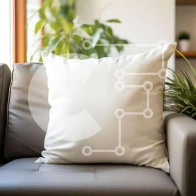 Intra Συλλεκτικό Ξύλινο Παζλ Plywood 4mm - Λευκό μαξιλάρι σε γκρίζο καναπέ στο σαλόνι με φυτά Σε Ξύλινο Κουτί - Διαστάσεις Puzzle: 10x10 cm – 25 κομμάτια - Image 1