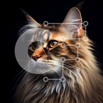 Intra Συλλεκτικό Ξύλινο Παζλ Plywood  4mm - Όμορφη κοντινή φωτογραφία μιας χνουδωτής γάτας με πράσινα μάτια Σε Ξύλινο Κουτί - Διαστάσεις: 10x10 cm – 25 κομμάτια - Image 1