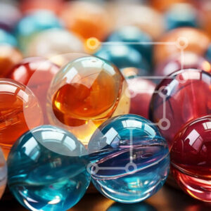 Intra Συλλεκτικό Ξύλινο Παζλ Plywood  4mm - Ζωντανό κοντινό πλάνο από πολύχρωμα γυάλινα μάρμαρα Σε Ξύλινο Κουτί - Διαστάσεις: 10x10 cm – 25 κομμάτια