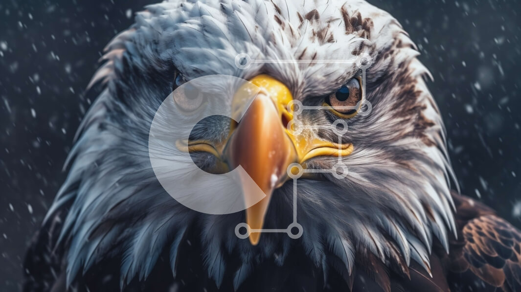 Intra Συλλεκτικό Ξύλινο Παζλ Plywood  4mm - Μεγαλοπρεπής αετός με ανοιχτά φτερά και αναστατωμένα φτερά σε φόντο του σκοτεινού ουρανού Σε Ξύλινο Κουτί - Διαστάσεις: 10x10 cm – 25 κομμάτια