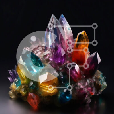 Intra Συλλεκτικό Ξύλινο Παζλ Plywood  4mm - Όμορφη εικόνα πολύχρωμων κρυστάλλων σε μαύρη επιφάνεια Σε Ξύλινο Κουτί - Διαστάσεις: 10x10 cm – 25 κομμάτια - Image 1