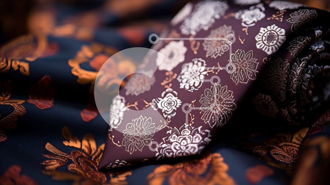 Intra Συλλεκτικό Ξύλινο Παζλ Plywood  4mm - Κομψή καφέ φλοράλ μοτίβο γραβάτα σε μαύρο φόντο Σε Ξύλινο Κουτί - Διαστάσεις Puzzle: 10x10 cm – 25 κομμάτια