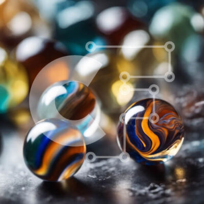 Intra Συλλεκτικό Ξύλινο Παζλ Plywood  4mm - Πολύχρωμα μάρμαρα σε μια σκοτεινή επιφάνεια Σε Ξύλινο Κουτί - Διαστάσεις Puzzle: 10x10 cm – 25 κομμάτια - Image 1