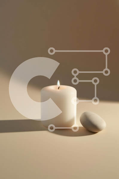 Intra Συλλεκτικό Ξύλινο Παζλ Plywood  4mm - Αισθητική νεκρή φύση λευκού κεριού και πέτρας σε μπεζ επιφάνεια Σε Ξύλινο Κουτί - Διαστάσεις: 10x10 cm – 25 κομμάτια