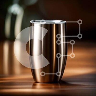 Intra Συλλεκτικό Ξύλινο Παζλ Plywood  4mm - Όμορφη εικόνα του ποτηριού από ανοξείδωτο χάλυβα σε ένα ξύλινο τραπέζι Σε Ξύλινο Κουτί - Διαστάσεις: 10x10 cm – 25 κομμάτια - Image 1