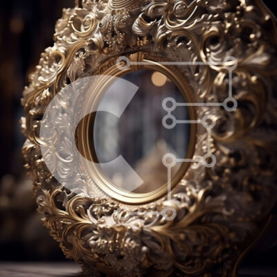 Intra Συλλεκτικό Ξύλινο Παζλ Plywood  4mm - Εκπληκτικός επίχρυσος καθρέφτης με περίπλοκα σκαλίσματα στο πλαίσιο Σε Ξύλινο Κουτί - Διαστάσεις Puzzle: 10x10 cm – 25 κομμάτια - Image 1